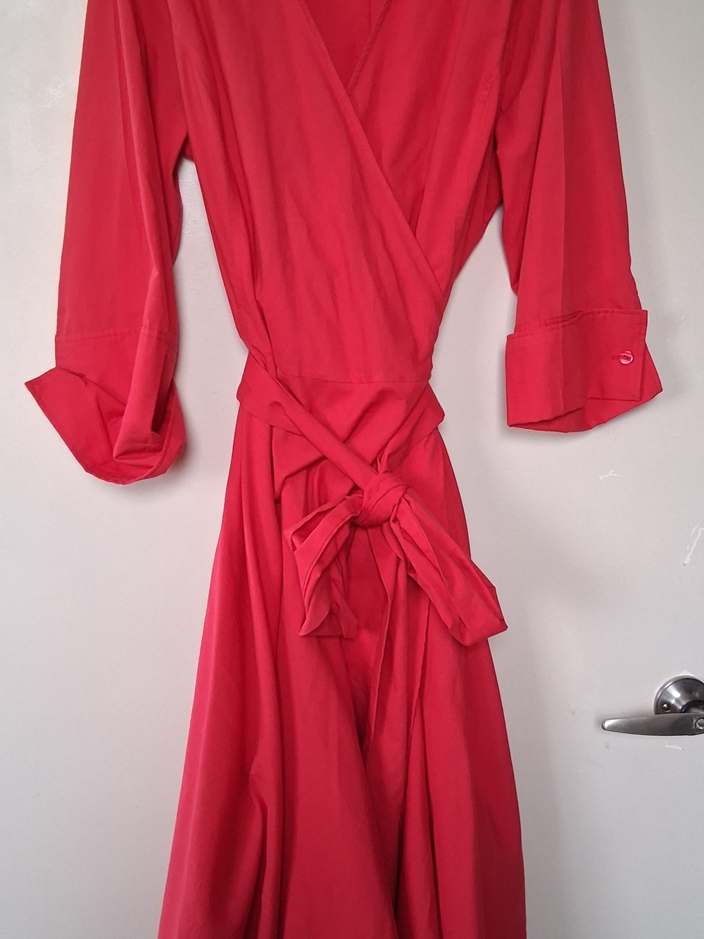 Caren Sport Red Wrap Dress with Tie Waist